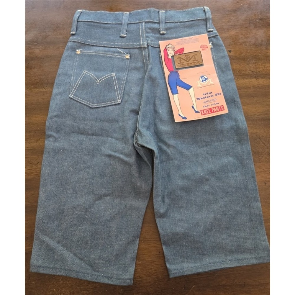 NWT VINTAGE Girls 12 Blue Bell Maverick Western Fit Knee Pants Raw Denim Shorts